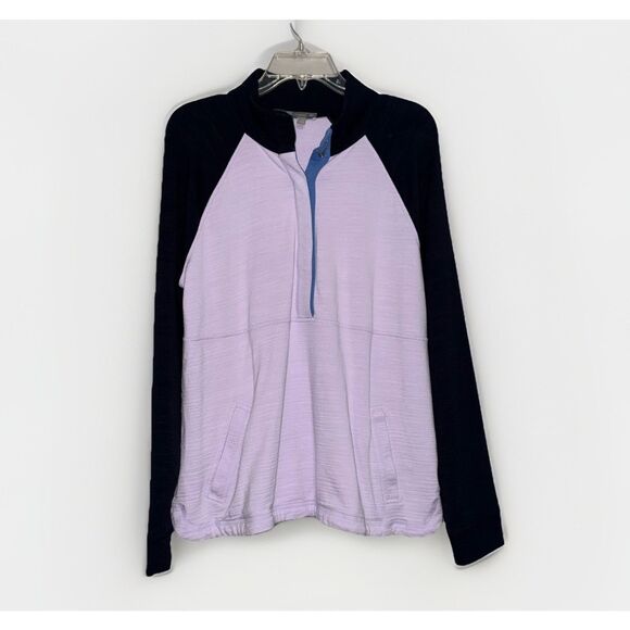 Talbots Slub Terry Pullover Sweatshirt Colorblock Raglan UPF Stretch Gym Large - Picture 2 of 15